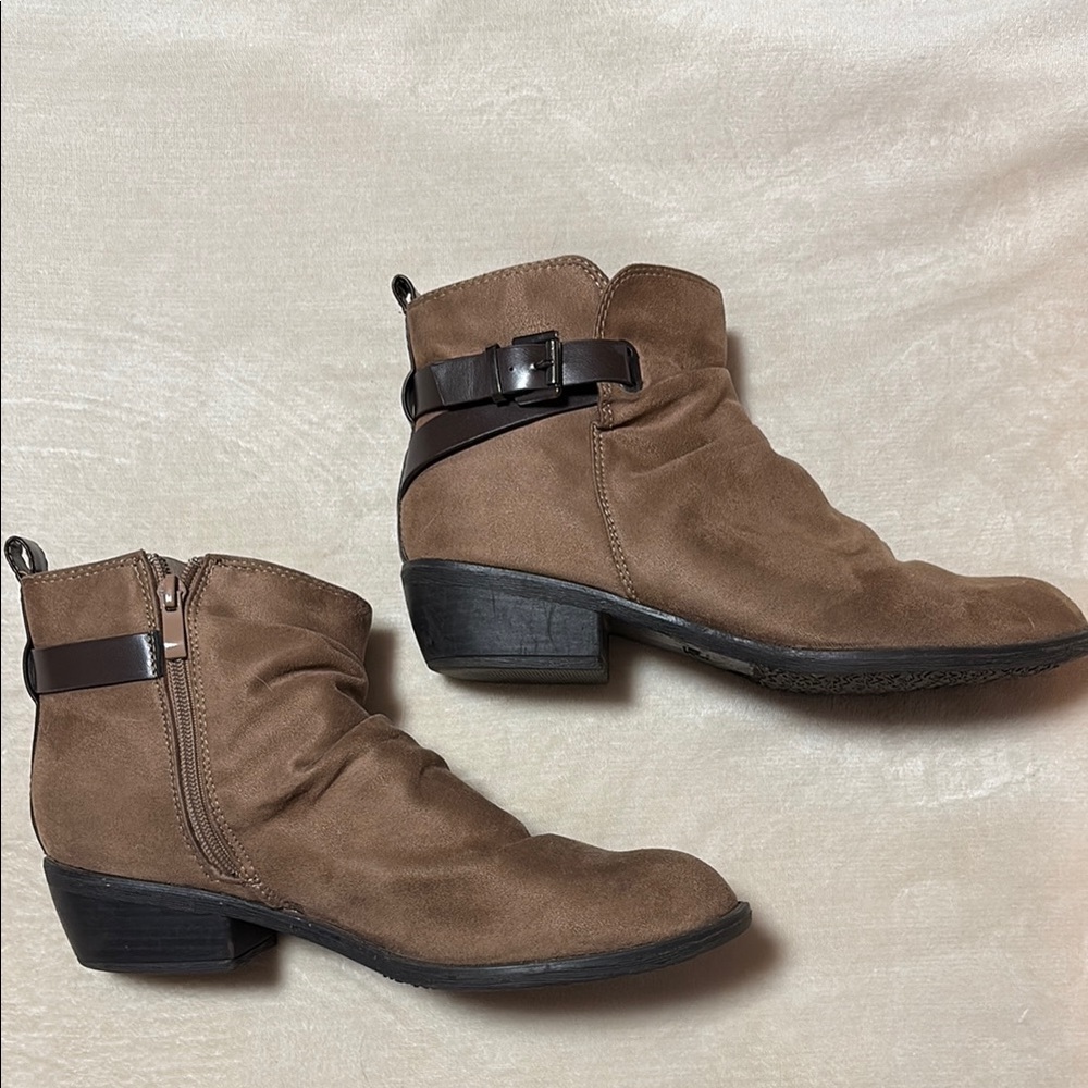 Brown Ankle Boots with Buckle Detail